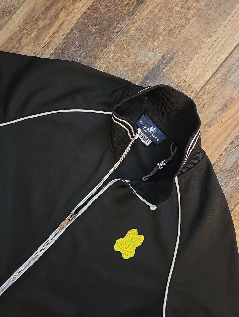 Psycho Bunny - Full Zip Piping Track Jacket - Mens Small - Black Yellow